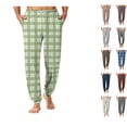 thumbnail image 1 of Antinious Men Check Print Elastic Waist Drawstring Pockets Jogger Soft Loose Pajama Full Length Pants, 1 of 5