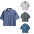 thumbnail image 1 of Antinious Men Check Short Sleeve Collared Summer Drop Shoulder Button Shirts, 1 of 5