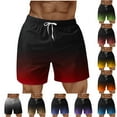 thumbnail image 1 of Antinious Men Gradient Print Pocket Drawstring Elastic Waist Casual Plus Size Beach Shorts, 1 of 5