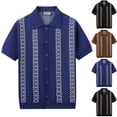 thumbnail image 1 of Antinious Men Knit Button Front Short Sleeve Collared Cardigan Shirts, 1 of 5