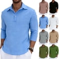 thumbnail image 1 of Antinious Men Solid 3/4 Sleeve Collared Summer Button Lightweight Tops, 1 of 5