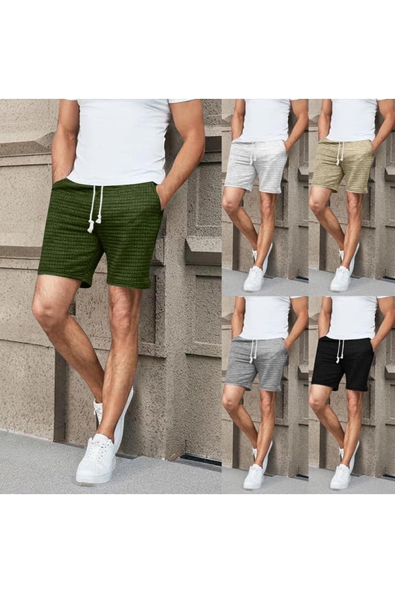 Men Solid Base Loose Versatile Beach Half Shorts Pants