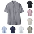 thumbnail image 1 of Antinious Men Solid Button Short Sleeve Collared Pocket Loose Shirts, 1 of 5