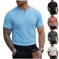 thumbnail image 1 of Antinious Men Solid Casual Short Sleeve Button Half Open Crewneck Summer Tops, 1 of 5