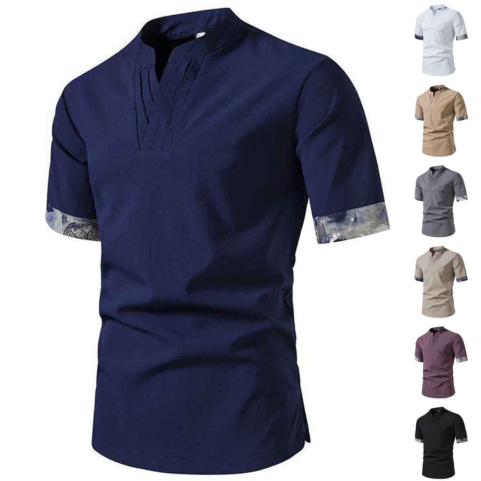 Antinious Men Solid Casual Short Sleeve Collared Summer Fashion ...