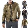 thumbnail image 1 of Antinious Men Solid Collar Button Sequin Versatile Leisure Shirts, 1 of 5