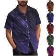 thumbnail image 1 of Antinious Men Solid Collared Button Front Short Sleeve Daily Stylish Oversized Loose Shirts, 1 of 5