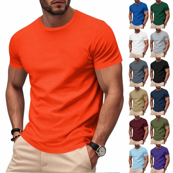 Antinious Men Solid Crewneck Summer Breathable Loose Casual Oversized Running Tops