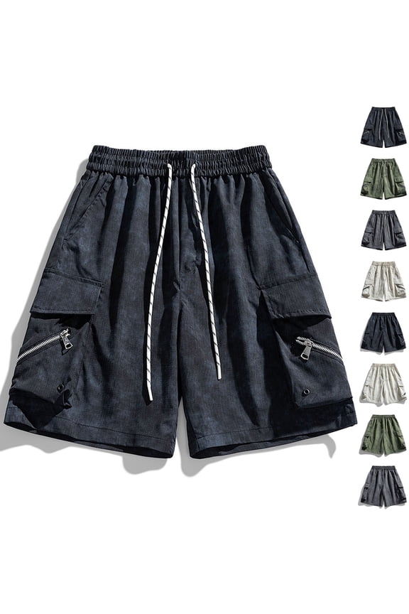 Men Solid Drawstring Elastic Waist Vacation Style Beach Shorts