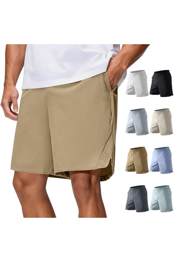 Men Solid Elastic Waist Inner Drawstring Pocket Oversized Loose Half Shorts Pants