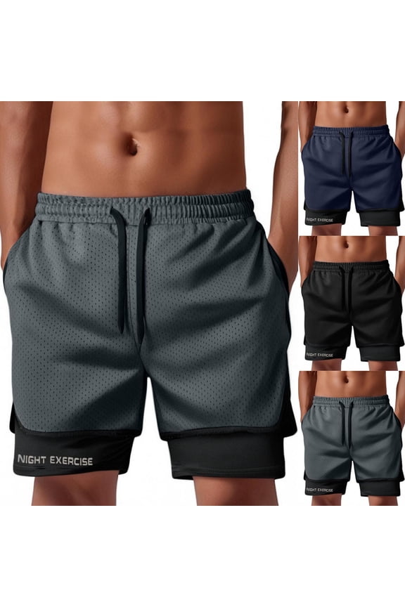 Men Solid Elastic Waist Straight Leg Casual Sport Half Shorts Pants