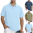 Antinious Men Solid Half Button Collar Short Sleeve Business Work ...