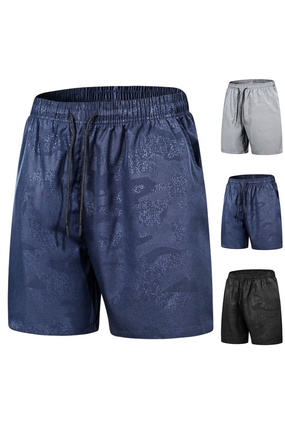 Men Solid Ice Silk Relaxed Breathable Sport Half Shorts Pants