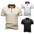 thumbnail image 1 of Antinious Men Solid Knit Zip Collar Pullover Short Sleeve Business Versatile Casual Tops, 1 of 5