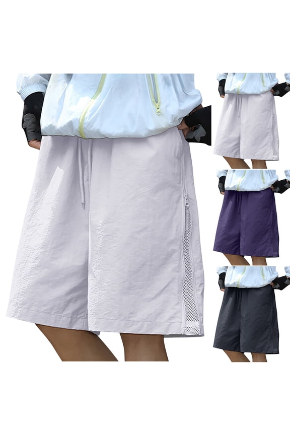 Men Solid Loose Straight Leg Outdoor Sport Half Shorts Pants