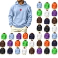 thumbnail image 1 of Antinious Men Solid Round Neck Long Sleeve Hooded Outer Pockets Loose Knit Casual Basic Sweatshirt, 1 of 5