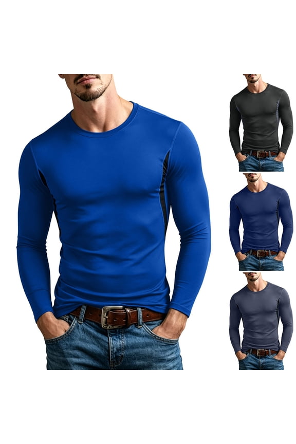 Men Solid Round Neck Stretch Slim Ice Silk Versatile Leisure Breathable Undershirts