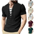 thumbnail image 1 of Antinious Men Solid Short Sleeve Crewneck Summer Drawstring Lightweight Casual Tops, 1 of 5