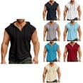 thumbnail image 1 of Antinious Men Solid Sleeveless Hooded Summer Button Pullover Lightweight Casual Tank Tops, 1 of 5