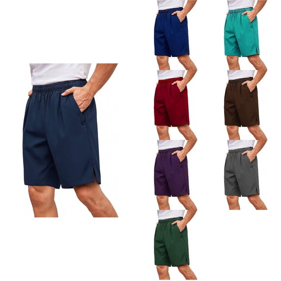 Antinious Men Solid Sun Protection Outdoor Slit Pocket Sport Half Shorts Pants