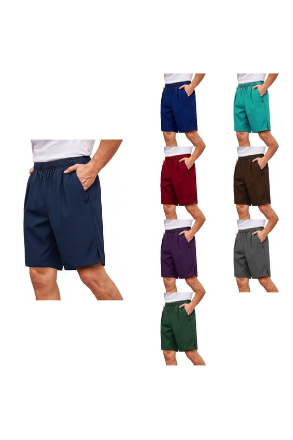 Men Solid Sun Protection Outdoor Slit Pocket Sport Half Shorts Pants