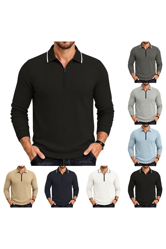 Men Solid Textured Collar Quarter Zip Breathable Undershirts