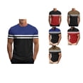 thumbnail image 1 of Antinious Men Stripe Print Short Sleeve Crewneck Summer Gym Shirts, 1 of 5