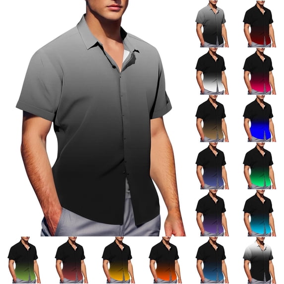 Antinious Mens Short Sleeve Button up Casual Fashion Turndown Collar Printing Tshirts,Green,XXXL