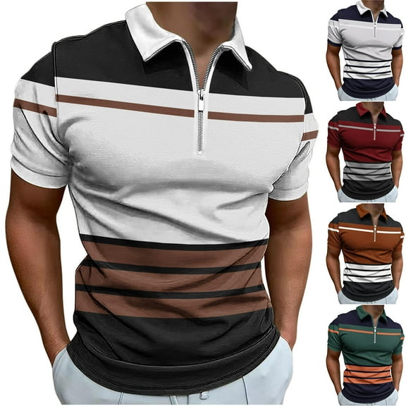 Antinious Men Summer Casual Zipper Short Sleeved Lapel Loose Shirts,Gray,S