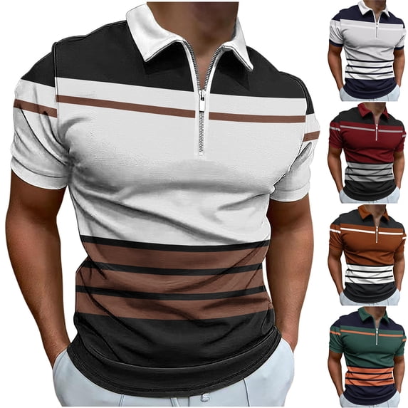 Antinious Men Summer Casual Zipper Short Sleeved Lapel Loose Shirts,Green,M