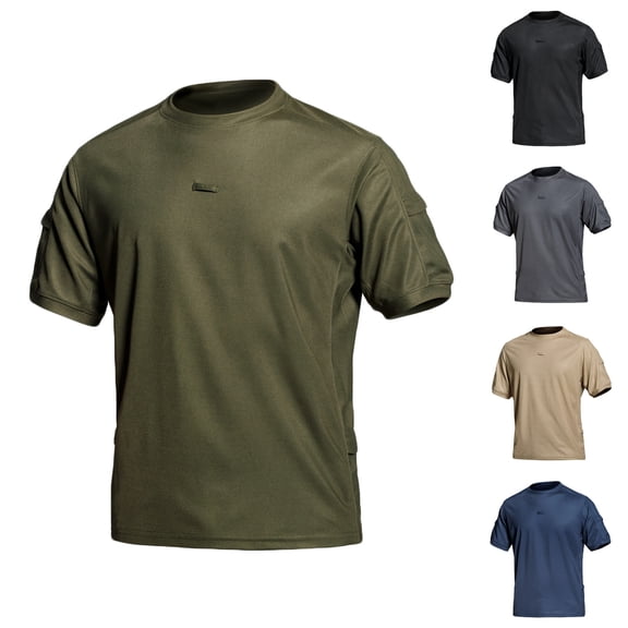 Antinious Mens Summer Beach Shirt,Workout Tops Men,Mens Casual Fashion Solid Round Neck Short Shirts Pockets Blouse,Green,XXL