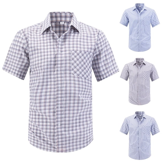 Antinious Mens Summer Beach Shirt,Workout Tops Men,Mens Short Sleeve Shirts Button up Casual Comfy Collar Business Casual Tops,Navy,M