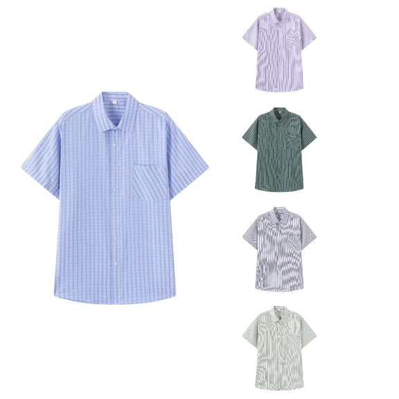 Antinious Mens Short Sleeve Button up Fashion Casual Comfy Collar Business Casual Tops,Pink,L