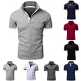 thumbnail image 1 of Antinious Mens Short Sleeve Button up Solid Lapel Business Casual Tops,Blue,L, 1 of 3