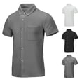 thumbnail image 1 of Antinious Mens Short Sleeve Button up Solid Pocket Collar Business Casual Tops,White,XL, 1 of 5