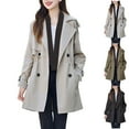thumbnail image 1 of Antinious Mid Length Plus Size Trench Coat Women Lightweight Casual Overcoat with Belted Waist,Warm Trench Coat,Jackets for Women Trendy,Coffee,M, 1 of 4