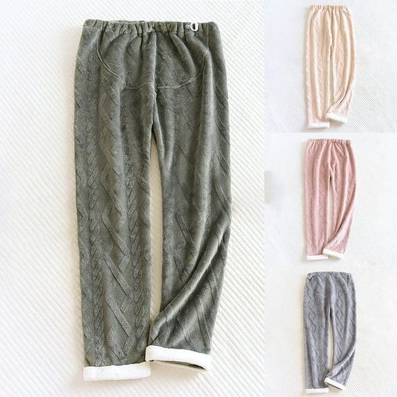 Antinious Pajama Pants Women Flannel Solid Pajama Pants With Pockets Elastic Waist,Winter Pants for Women,Pajama Pants Women,Pink,M