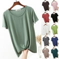 thumbnail image 1 of Antinious Pajama Tops for Women Nightgowns Solid Color Short Sleeve Crew Neck Casual Blouse,Summer Savings Holiday!Sleep Shirts for Women,Women Tops Casual,Pink,XL, 1 of 5