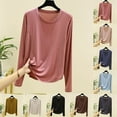 thumbnail image 1 of Antinious Pajama Tops for Women Solid Color Crewneck Long Sleeve Homewear Sleep Top,Fall Winter Savings!Sleep Shirts for Women,Women Tops,White,M, 1 of 4