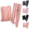 thumbnail image 1 of Antinious Pajamas for Women Set Solid Warm Long Sleeve Home Wear Set,Winter Pajamas for Women Set,Women's Sleepwear Outfits,Black,L, 1 of 5