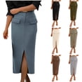 thumbnail image 1 of Antinious Pencil Skirt for Women,Skirts for Women Trendy,Fall Dresses for Women Solided Pockets Patchwork Casual Long Sweatershirt Dress,Beige,XL, 1 of 5