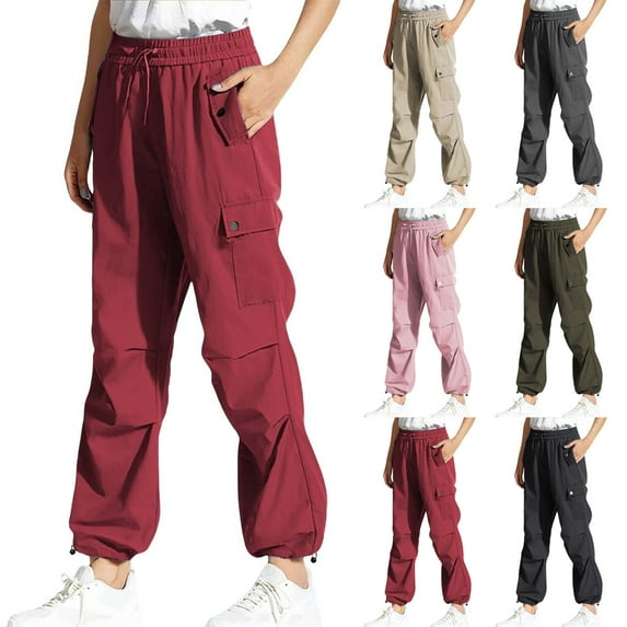 Antinious Plus Size Cargo Pants for Women Solid Straight Leg Button Pocket,Winter Trousers Pants for Women,Women Sweatpants,XXXL,