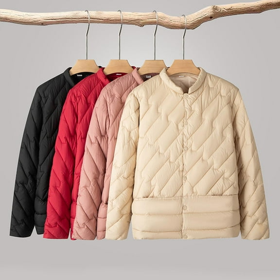 Antinious Plus Size Quilted Jackets for Women Lightweight Long Sleeve Slim with Pockets Snap Button Puffer Jacket,Womens Winter Coats,Trench Coat Women,Black,XXXL