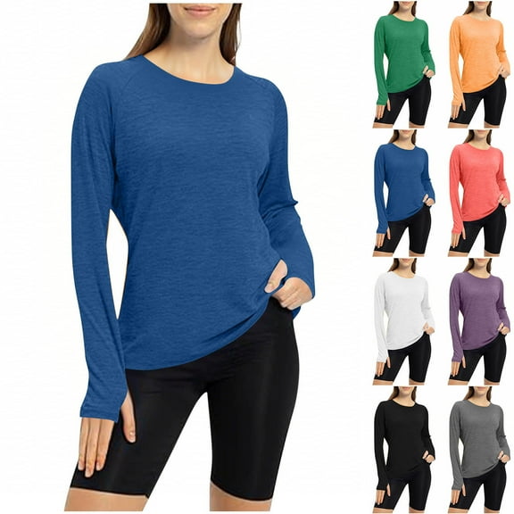 Antinious Plus Size Workout Tops for Women Long Sleeve Thumbhole Crew Neck Active Pullover Hoodie,Sweatshirt for Women,Going Out Tops for Women,Green,S