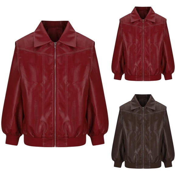 Antinious Quilted Jackets for Women Solid Long Sleeve Zipper Leather Jackets Faux Motorcycle Coats,Trench Coat Women,Jackets for Women Trendy,Coffee,S