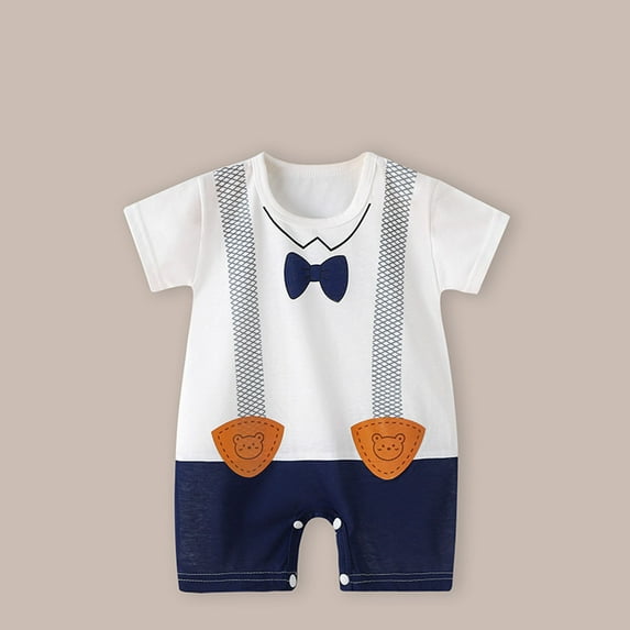 Antinious Short Sleeve Bodysuits for Kids,Boys And Girls Summer Bodysuit,Toddler Kids Girls Boys Short Sleeve Printed Color T-Shirt Round Neck Jumpsuit Romper,Blue,73