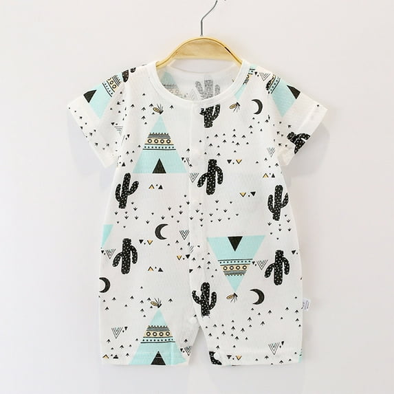 Antinious Short Sleeve Bodysuits for Kids,Boys And Girls Summer Bodysuit,Child Summer Printed Round Neck Short Sleeves Short Romper,White,59