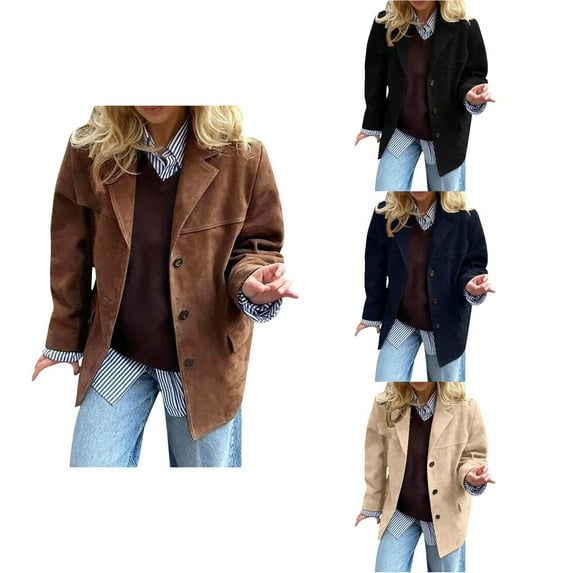 Antinious Sport Coats for Women Solid Lapel Long Sleeve Outerwear Coat Windproof Coat Winter Coats,Women Winter Sweater Coat,Womens Trench Coat,Brown,XL