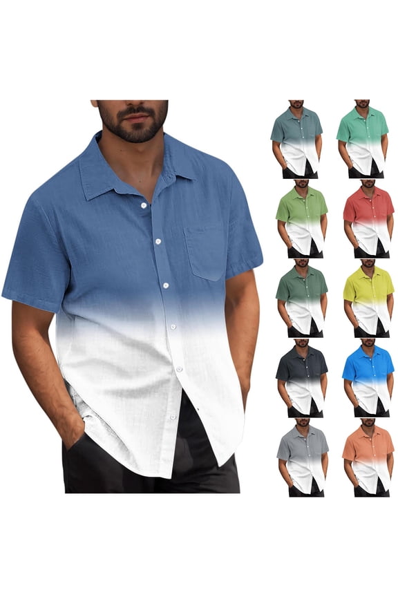 Man Summer Short Sleeve Button Oversized Casual Fashion Turndown Collar Printing Blouse