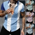 thumbnail image 1 of Antinious Summer Beach Shirt Men,Oversized Tshirts for Man,Mens Short Sleeve Shirts Button up Casual Patchwork Collar Stripe Print Pockets Tops,Green,XXXXL, 1 of 5
